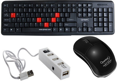 

Quantum Hi-Tech QHM 7403/295/6660 Wired USB Mouse, Keyboard & USB 4 Port Hub Combo Set