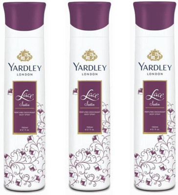 

Yardley London lace satin deo PACK OF 3 Body Spray - For Women(450 ml)