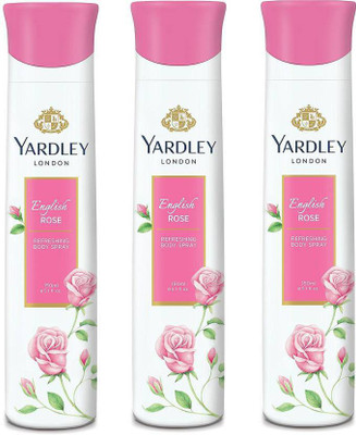 

Yardley London pink english rose deo PACK OF 3 Body Spray - For Women(450 ml)