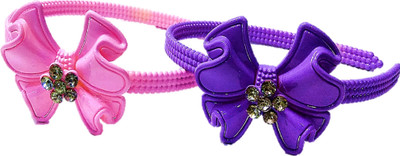 

Proplady Partywear Stylish (Pack of 2) Rhinestone Stud Bow Hair Band for Girls & Women|Wedding Hair Accessories|Designer Hair Band(Pink, Purple)