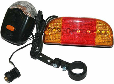 

fastped cycling bicycle bike turn signal indicator brake tail 7 led light electric horn LED Front Rear Light Combo(Black)