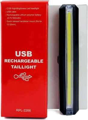 

TRP TRADERS Bicycle 5 Modes LED USB Rechargeable Sleek Design Tail Light with Multicolor LED Rear Break Light(Black)