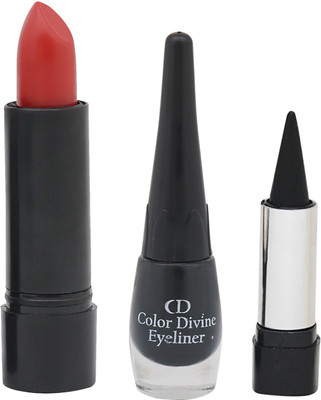 

color divine PACK OF A EYE LINER, A LIPSTICK AND A KAJAL(Pack of 3)