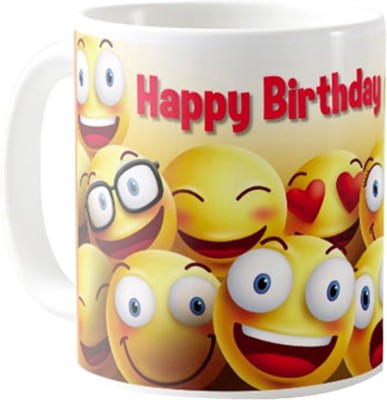 Exciting Lives Happy Birthday Smiley Ceramic Coffee Mug(330 ml)