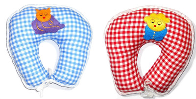 

EasyShop U shape Cotton_Cartoon Neck Support baby Pillow for Children,made with best quality fabric with good looking_Pack of 2, Neck Pillow(BLUE, RED)