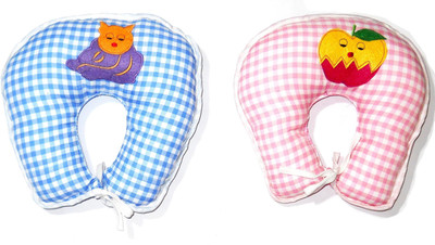 

EasyShop U shape Cotton_Cartoon Neck Support baby Pillow for Children,made with best quality fabric with good looking_Pack of 2, Neck Pillow(BLUE, PINK)
