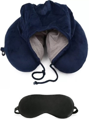 

Royalkart Neck Pillow with Hoo Neck Pillow & Eye Shade(Blue), Black