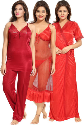 Be You Women Nighty Set(Red)