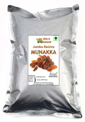 

Veg E Wagon Munakka (Jumbo Raisins) Regular 1 Kg Raisins(1 kg, Vacuum Pack)