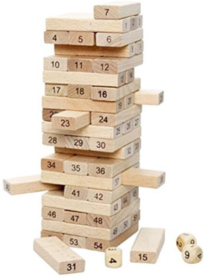 

Miss & Chief Building Puzzle54 pcs Numbered Wooden Blocks, with 4 Dices(54 Pieces)