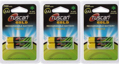 

Tuscan GOLD AAA 1100mAh 3 Pack (6Pcs) Rechargeable Ni-MH Battery