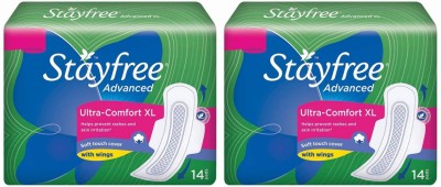 

Stayfree Advanced Ultra - Comfort Sanitary Pad (2 Packs, 14 Pads Each Pack) Sanitary Pad(Pack of 28)