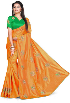 Blissta Embroidered Bollywood Silk Blend Saree(Yellow)