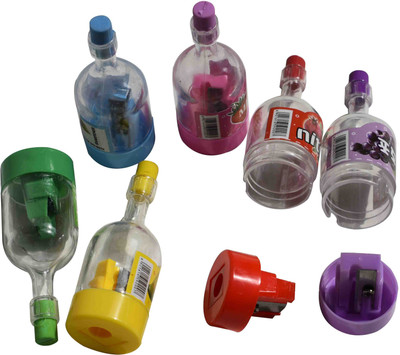

13-HI-13 Bottle Shape Pencil Sharpener Single Pencil Sharpeners Sharperners(Set of 6, Multicolor)