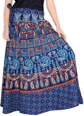 Sttoffa S Animal Print Women Wrap Around Dark Blue Skirt