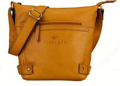 

FINELAER Women Casual Yellow Genuine Leather Sling Bag
