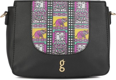 

Global Desi Women Casual Black PU Sling Bag