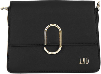 

AND Women Casual Black PU Sling Bag