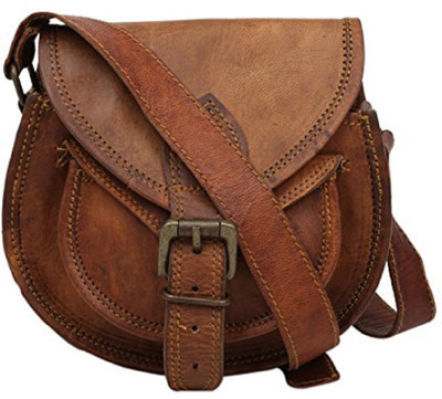 

RSN Girls Casual Brown Genuine Leather Sling Bag