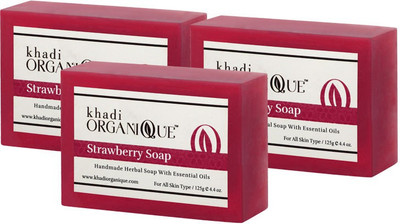 

Khadi organique Handmade soap Strawberry(450 g, Pack of 3)