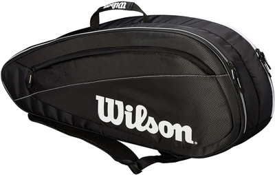 

Wilson Team III 6PK Tennis Kit bag (Can hold upto 6 Tennis Racquets), Black/White Tennis Kitbag(Black, Kit Bag