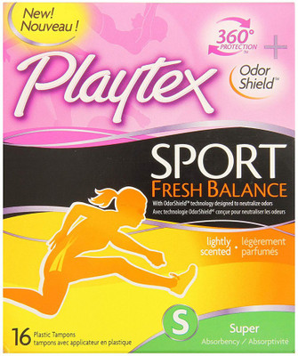 

Playtex Sport Fresh Balance Tampons with Odor Shield Technology, Super, Scented - 16 Count Tampons(Pack of 16)