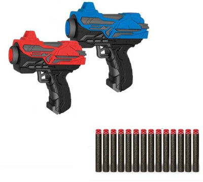 

TALKING GANESHA Mini Twin 2 High Speed Soft Bullet Gun Toy with 14 Foam gun for Kids (Multicolor)(Gold)