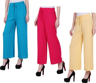 IndiWeaves Regular Fit Women Blue, Pink, Yellow Trousers