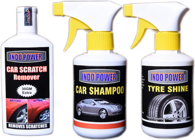 INDOPOWER TYRE SHINER GUN 250ml.+SCRATCH REMOVER 100gm.+ CAR SHAMPOO GUN 250mL. Liquid Vehicle Glass Cleaner(650 ml) INDOPOWER TYRE SHINER GUN 250ml.+SCRATCH REMOVER 100gm.+ CAR SHAMPOO GUN 250mL. Liquid Vehicle Glass Cleaner(650 ml)