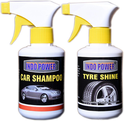 INDOPOWER TYRE SHINER GUN 250ml.+CAR SHAMPOO GUN 250ml. Liquid Vehicle Glass Cleaner(500 ml)