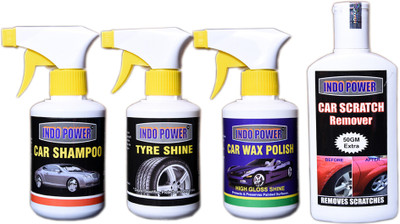 INDOPOWER TYRE SHINER GUN 250ml.+CAR SHAMPOO GUN 250ml.+SCRATCH REMOVER 200gm.+CAR WAX POLISH GUN 250ml. Liquid Vehicle Glass Cleaner(950 ml) INDOPOWER TYRE SHINER GUN 250ml.+CAR SHAMPOO GUN 250ml.+SCRATCH REMOVER 200gm.+CAR WAX POLISH GUN 250ml. Liquid Vehicle Glass Cleaner(950 ml)