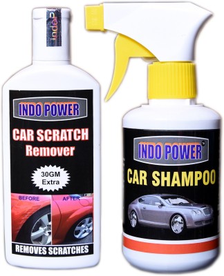 INDOPOWER SCRATCH REMOVER 100gm.+CAR SHAMPOO GUN 250ml. BOT33 Vehicle Interior Cleaner(350 ml)