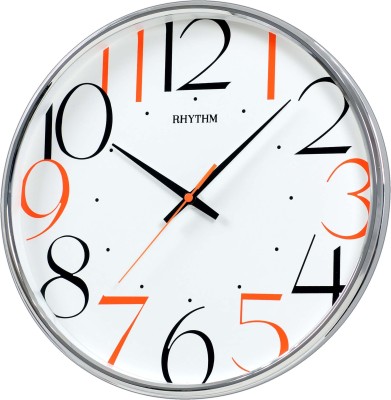 Rhythm Analog 32 cm X 32 cm Wall Clock(Silver, With Glass, Standard)