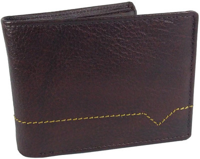 

piuda Men Brown Genuine Leather Wallet(8 Card Slots)