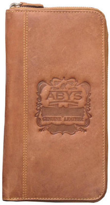 

ABYS Men Tan Genuine Leather Wrist Wallet(10 Card Slots)