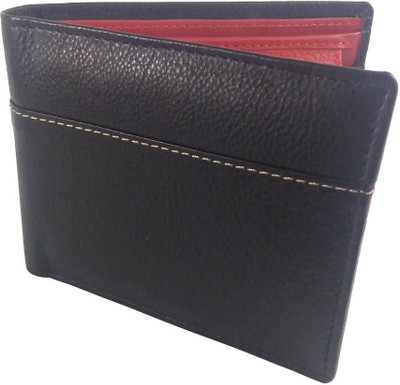 

piuda Men Black Genuine Leather Wallet(5 Card Slots)