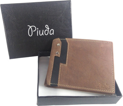 

piuda Men Brown Genuine Leather Wallet(8 Card Slots)