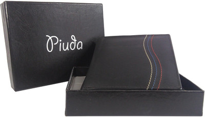 

piuda Men Black Genuine Leather Wallet(12 Card Slots)