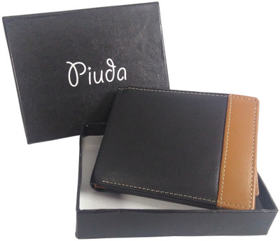 

piuda Men Black, Multicolor Genuine Leather Wallet(11 Card Slots), Black;brown