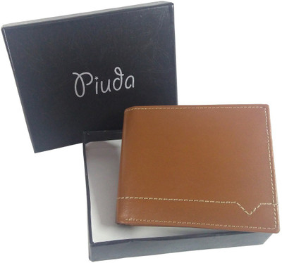

piuda Men Brown Genuine Leather Wallet(7 Card Slots)