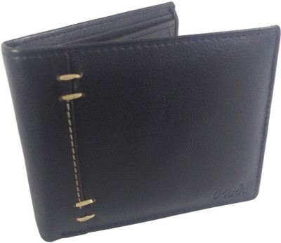 piuda Men Black Genuine Leather Wallet(6 Card Slots)