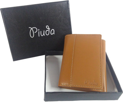 

piuda Men Brown Genuine Leather Wallet(6 Card Slots)