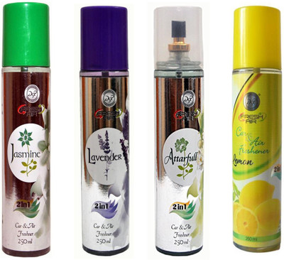 

dsp LEMON CART CAR & AIR FRESHNER 250ML + JASMINE CAR & AIR FRESHNER 250ML +LAVENDER CAR & AIR FRESHNER 250ML + ATTARFULL CAR & AIR FRESHNER 250ML Eau de Parfum - 250 ml(For Men & Women)