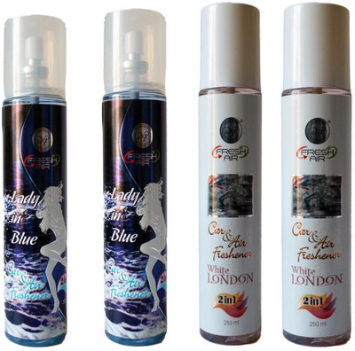 DSP ODOUR Car Freshener Spray WHITE LONDON CAR & AIR FRESHNER 250ML + LADY IN BLUE CAR & AIR FRESHNER 250ML(4 x 62.5 ml) DSP ODOUR Car Freshener Spray WHITE LONDON CAR & AIR FRESHNER 250ML + LADY IN BLUE CAR & AIR FRESHNER 250ML(4 x 62.5 ml)