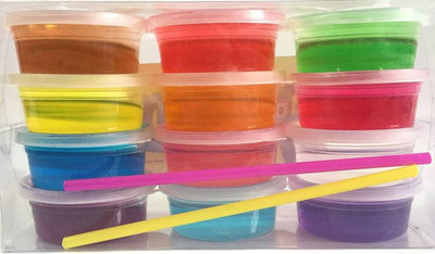 

S2KCrafts s2kc- 5D Slime ultra-light clay Super-Light Modeling Air Dry Magic Clay Jelly with Straws for Kids/Teens - non-toxic Green Environmental Protection - 12 Colors
