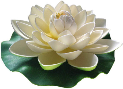 RASHMI CREATION Floating Lotus White Assorted Artificial Flower(7 inch, Pack of 1, Single Flower)