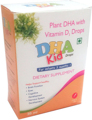 

Friska Plant DHA with Vitamin D3 Kid Drop Delicious Health & Nutrition Drop For Infant 3 Months 30ml Unflavored Drops(30 ml)