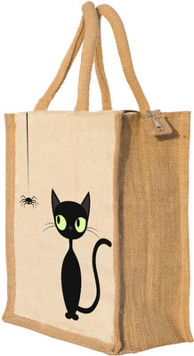 Nisol Cat & Hanging Spider Waterproof Lunch Bag(Beige, 12 inch)