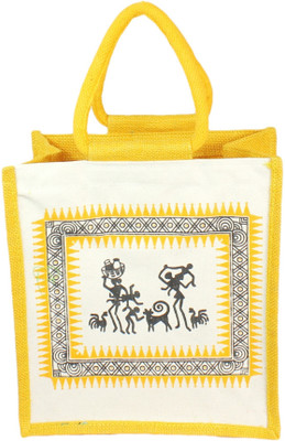 

Neska Moda BG55-Jute Bag Waterproof Lunch Bag(Orange, 5 L)