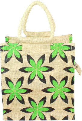 Neska Moda BG51-Jute Bag Waterproof Lunch Bag(Green, 5 L)